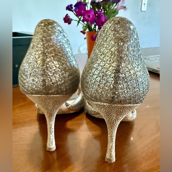 Jimmy Choo Peep Toe Glitter Sparkly Heel Womens 36 / US 6/6.5 - Picture 3 of 12